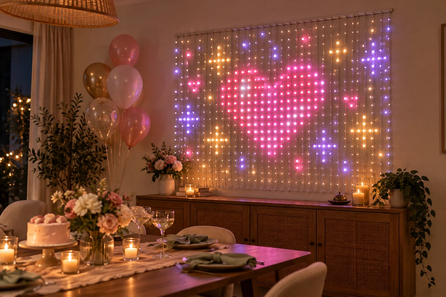 Celebrations LED curtain scene illustration