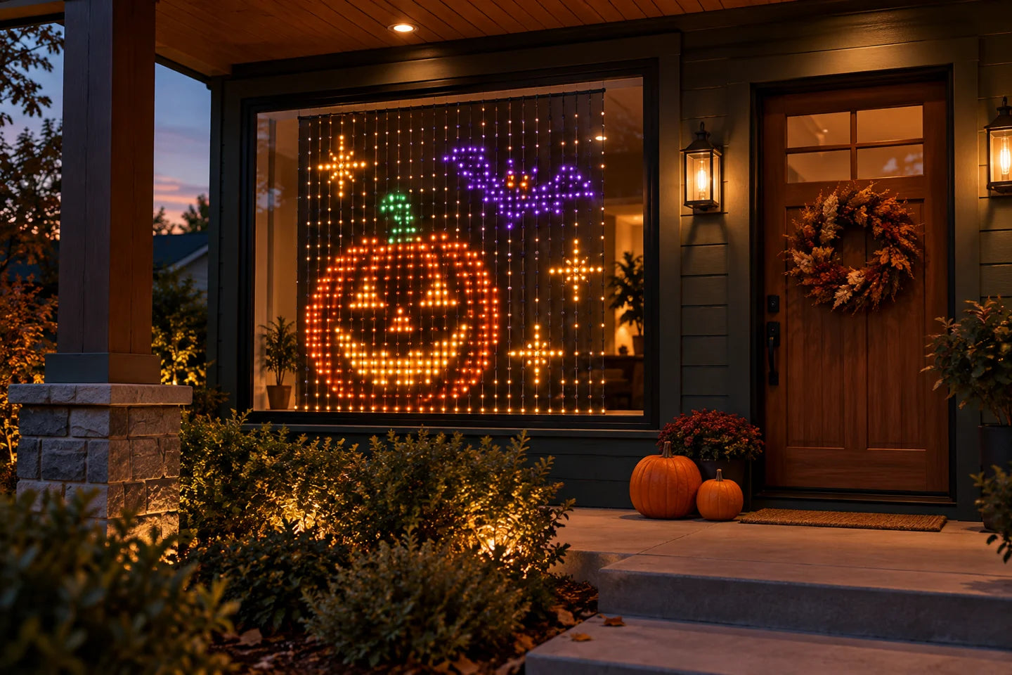 Halloween LED curtain scene illustration