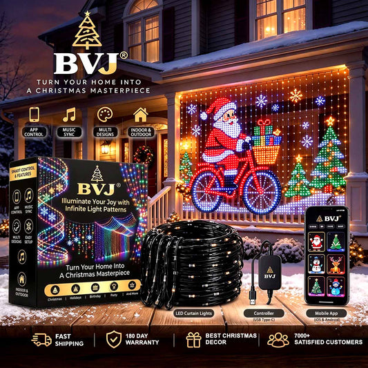 BVJ® Smart Animated Christmas Lights – App-Controlled Holiday Light Display